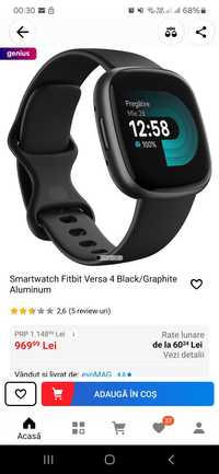 Smartwatch Fitbit Versa 4 Black/Graphite Aluminum