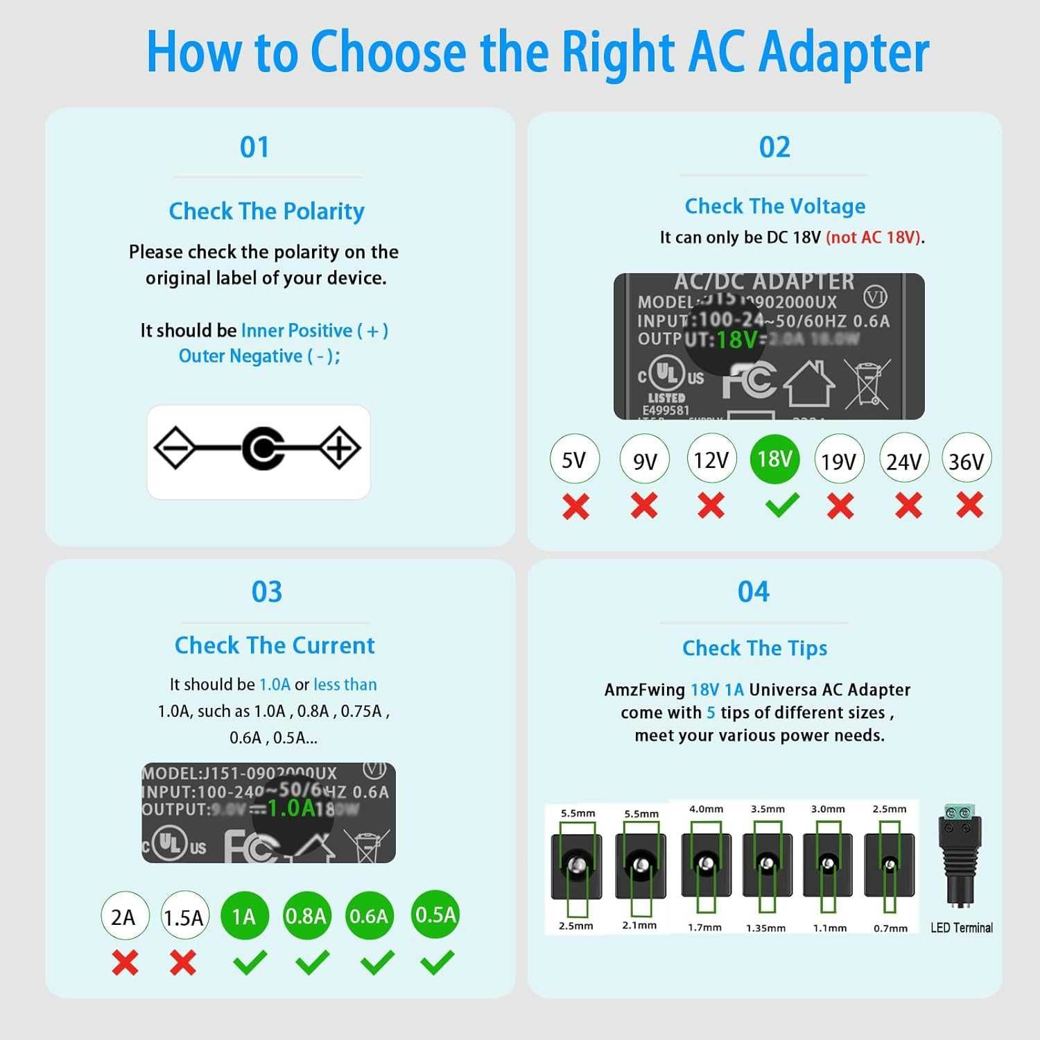 Adaptor alimentare incarcator 18V 1A DC,100-240V 18W 5 adaptoare