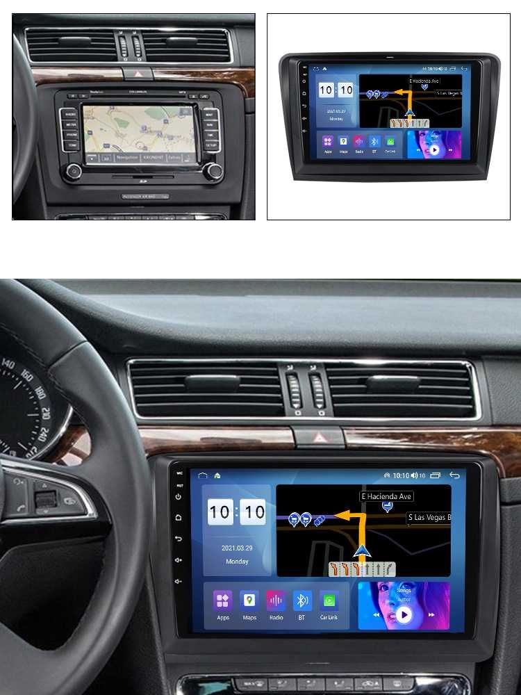 Navigatie Android 13 SKODA SUPERB 1/8 Gb Waze CarPlay + CAMERA