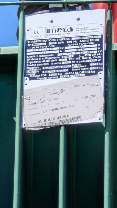 Transformator 250kv MECA TRANSFORMATORI Italia + stalp