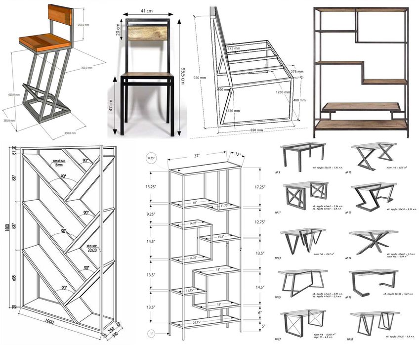 Мебель в стиле ЛОФТ на заказ из метала. Навесы для авто, терраса, т.д.