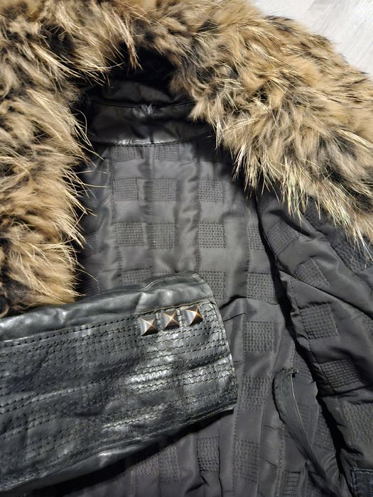 Кожено яке с яка от естествен косъм