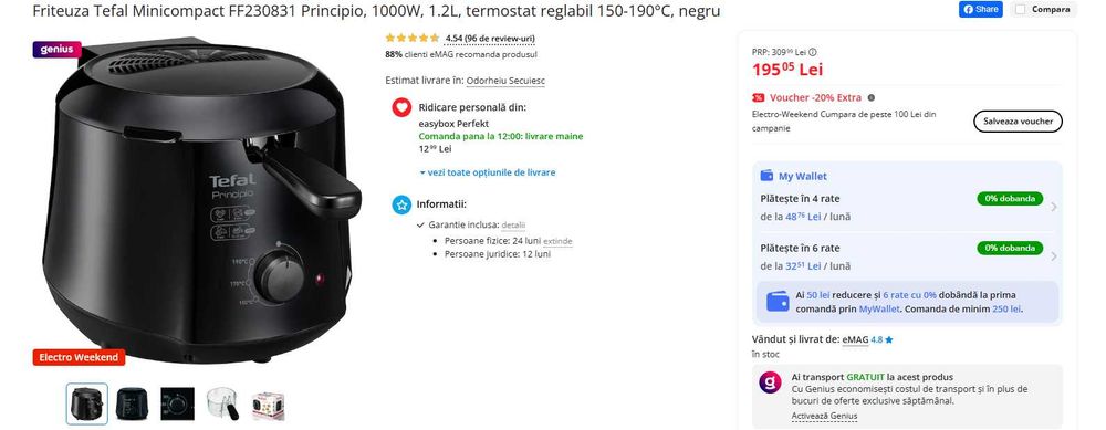 Friteuza Tefal Principio pentru 2 persoane