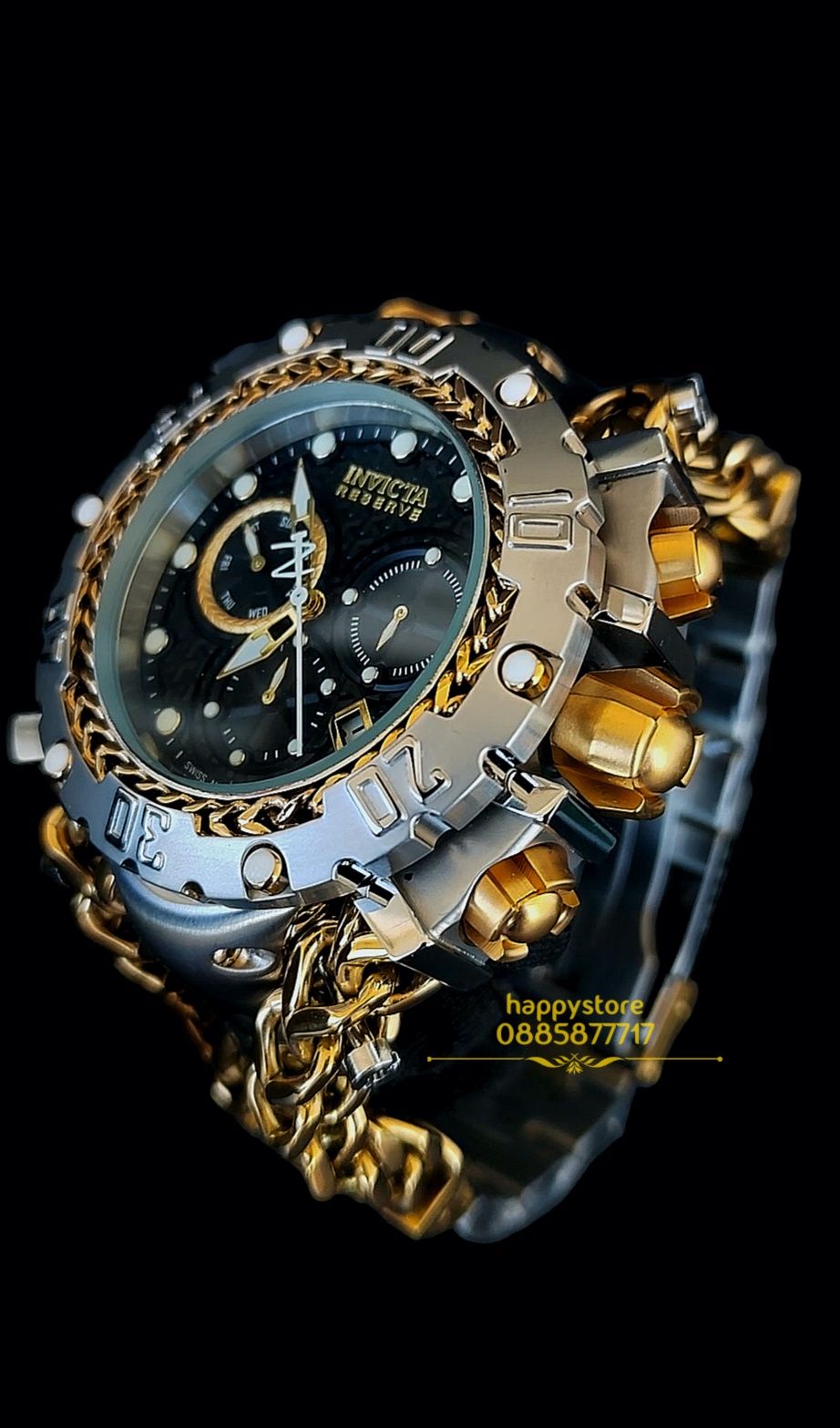 часовник INVICTA Gladiator Silver/Gold 60 mm, Инвикта нов