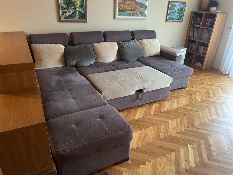 П образен разтегателен диван с 2 ракли, 2 лежанки