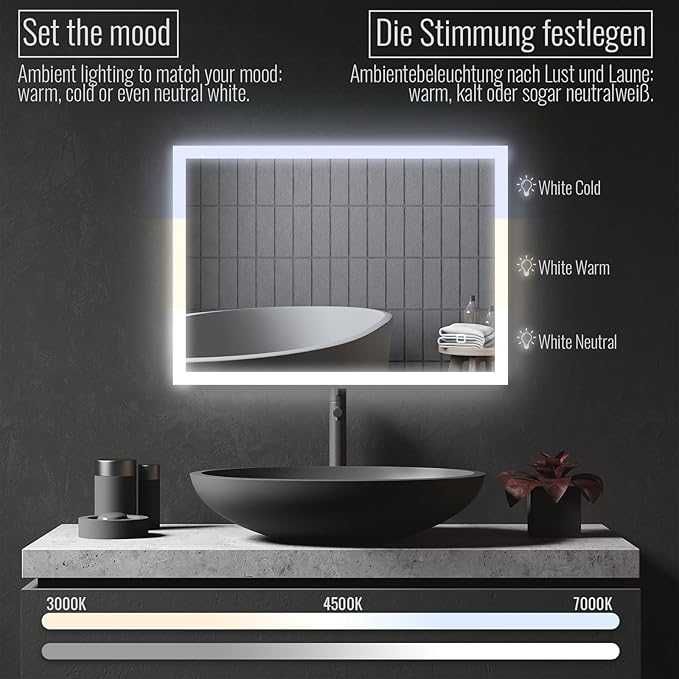 Aquamarin® LED осветени огледала за баня - 80 x 60 cm