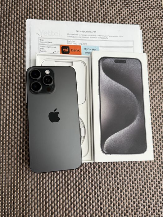 КАТО НОВ!/*ЛИЗИНГ*/ iPhone 15 Pro Max Black Titanium 256Gb 36М Гаранци
