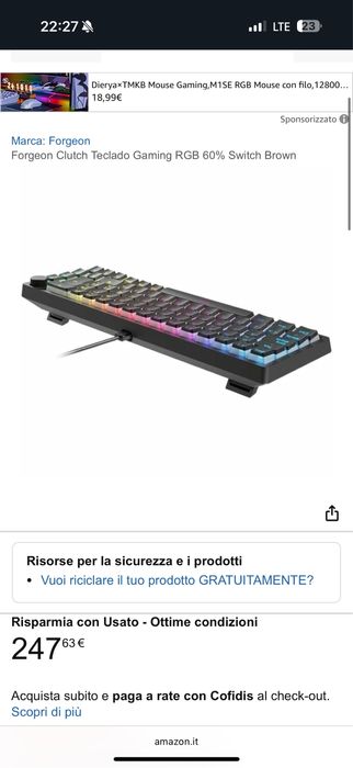 Tastatura Mecanica Forgeon Clutch RGB 60% Keyboard Gaming NOUA