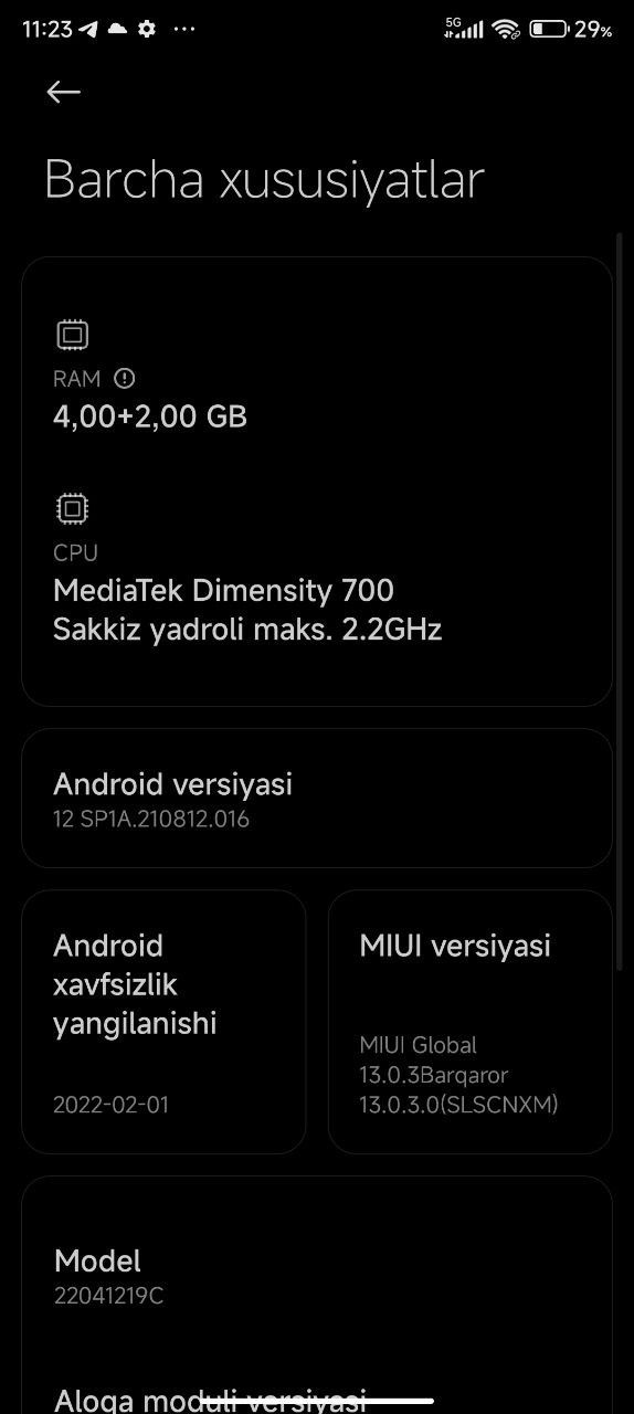 Xiaomi Redmi note 11E 4+2/128GB