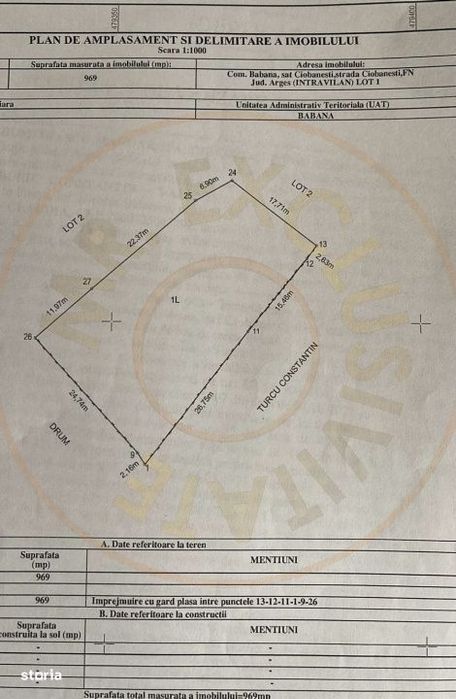 Teren 969 mp intravilan la 10km de Pitesti, langa padure.