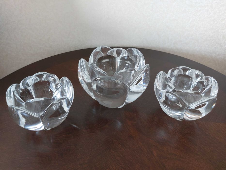 3 suporturi lumanare floare cristal Royal Copenhagen