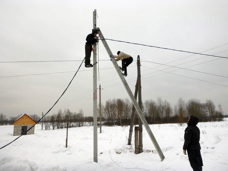 монтаж сталба(опора),трансформатор