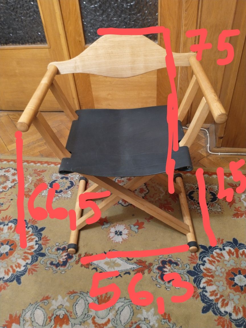 Scaun lemn și piele naturală,scaun regizor