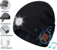 зимна плетена, музикална шапка с Bluetooth 5,0, фенер 5 Led, One Size,