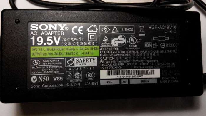 Sony 19,5v- 4,7a - 90w VGP-AC19V16 TV,  Laptop, Original