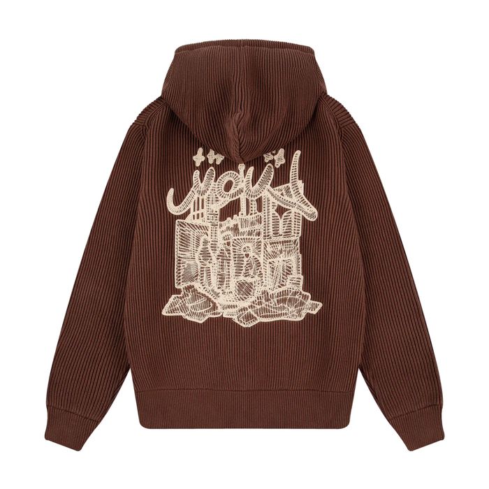 derschutze brown zip up hoodie кафяво худи