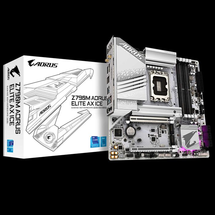 Новая материнская плата GIGABYTE Z790M AORUS ELITE AX ICE. Сокет 1700.