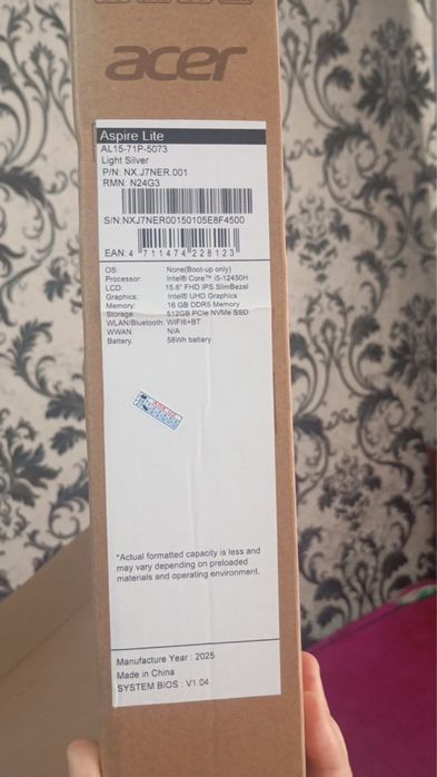 2 oy ishlatilgan, acer aspire 15 lite, ish uchun