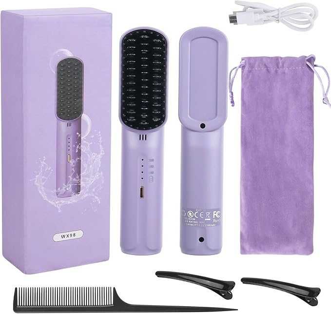 elthmpr Безжична четка за изправяне на коса  с 3 нива на нагряване