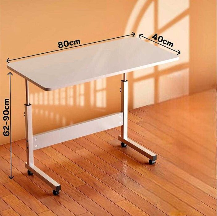 Birou mobil multifunctional,inaltime reglabila70-90cm,blat 80x40cm,alb