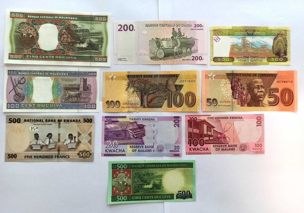 Лот банкноти Африка 10 броя UNC нови