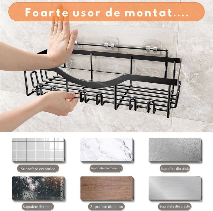 Etajera pentru baie si dus, din otel inoxidabil. 7 piese