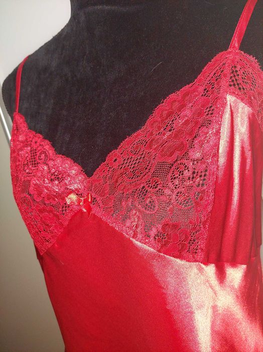 Pijama satin 2XL NOU cu etichetă roșie/furou pantaloni lungi