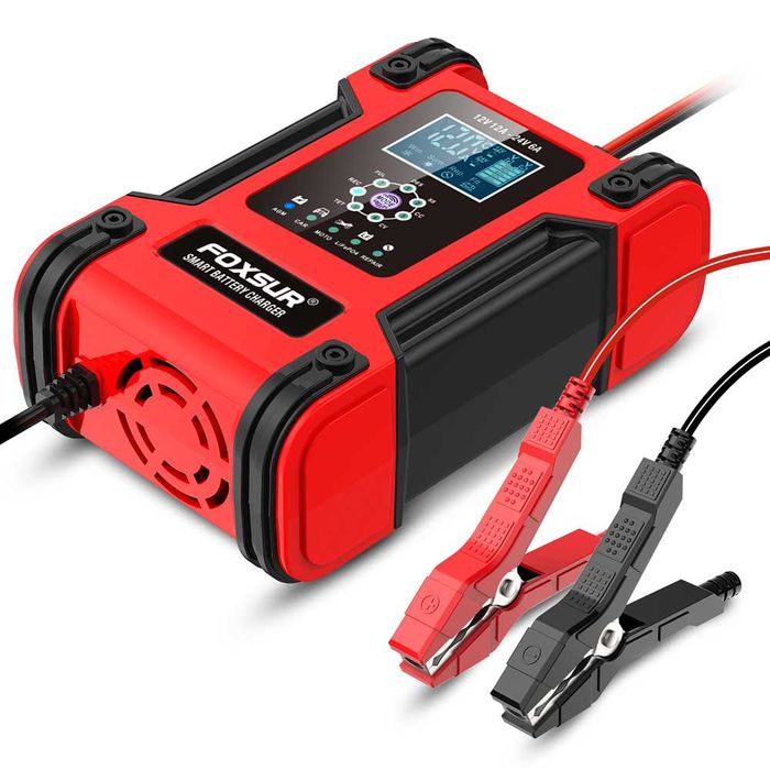 Зарядное устройство Foxsur Зарядка для авто аккумулятора 12В / 24В 12А