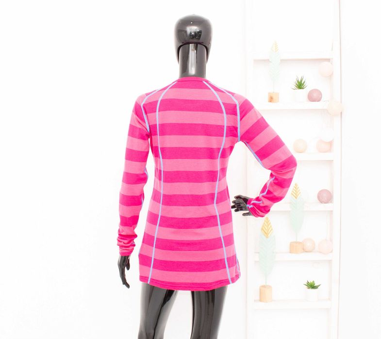 Bergans дамска блуза от мериносна вълна розово райе термо блуза L