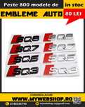 Emblema SQ3, SQ5, SQ7, SQ8 spate portbagaj Audi, Chrom sau Negru