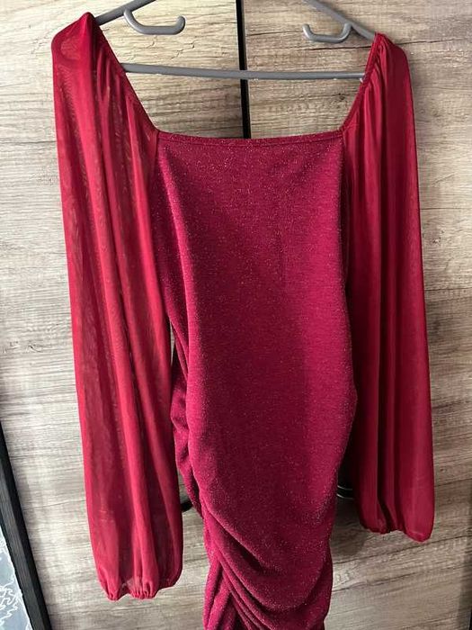 Rochie rosie cu sclipici, Shein