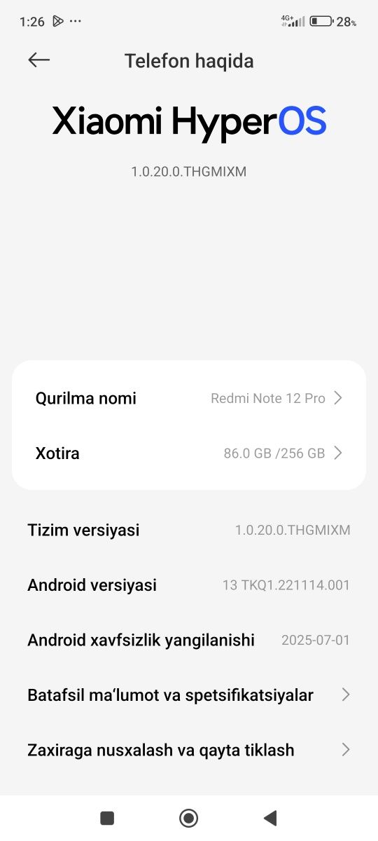 Redmi not 12 pro 8/256