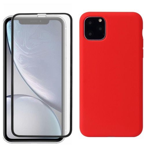 Husa Catifea Alcantara Case + Folie Sticla - Iphone 11/12 PRO