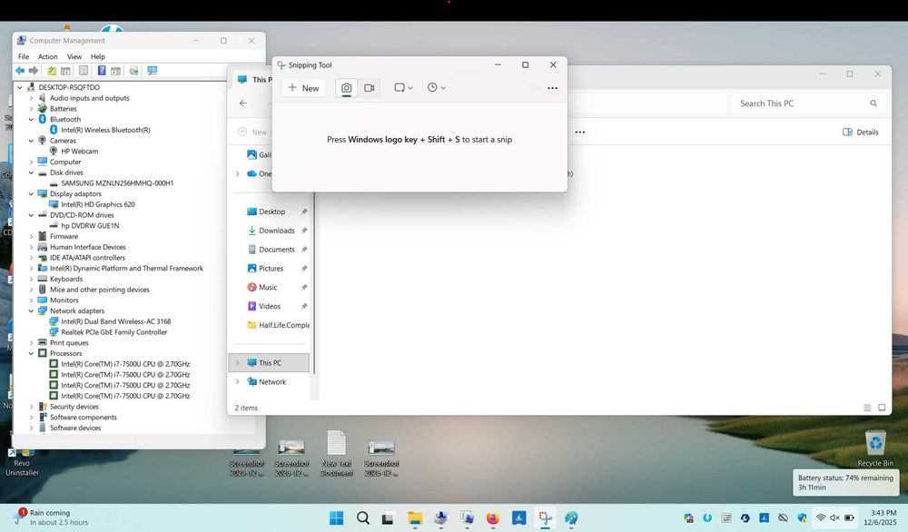 Laptop HP 16" i7-7500U 16GB RAM UHD620 256GB