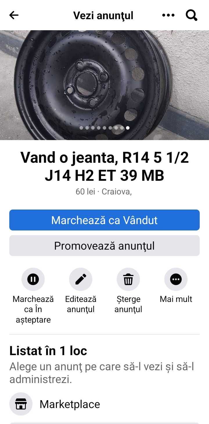 Vand o jeanta ! R14 5 1/2 J14 H2 ET39 MB