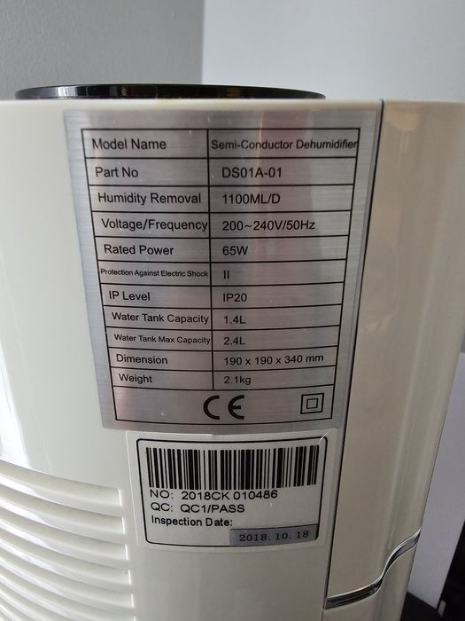 Dezumidificator cu Semi-Conductor, Compact, 1.1L/zi, Finether DS01A-01