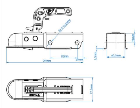Cupla remorca KNOTT PATRATA 750 kg