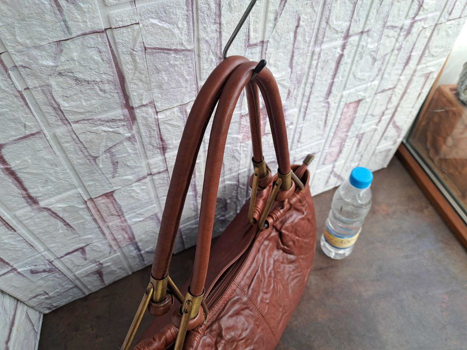 дамска чанта,кафява мека чанта-естествена кожа