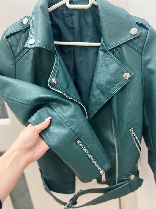 Geaca piele eco verde XS