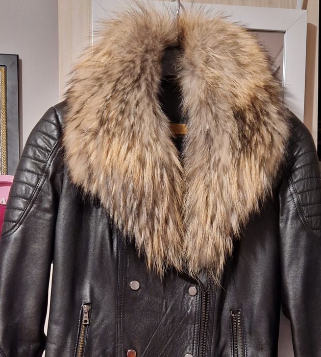 Кожено яке с косъм от лицица