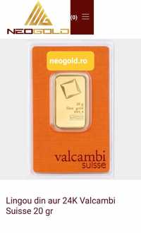 Lingou aur 24k 20 grame Valcambi Elveția NEOGOLD.RO