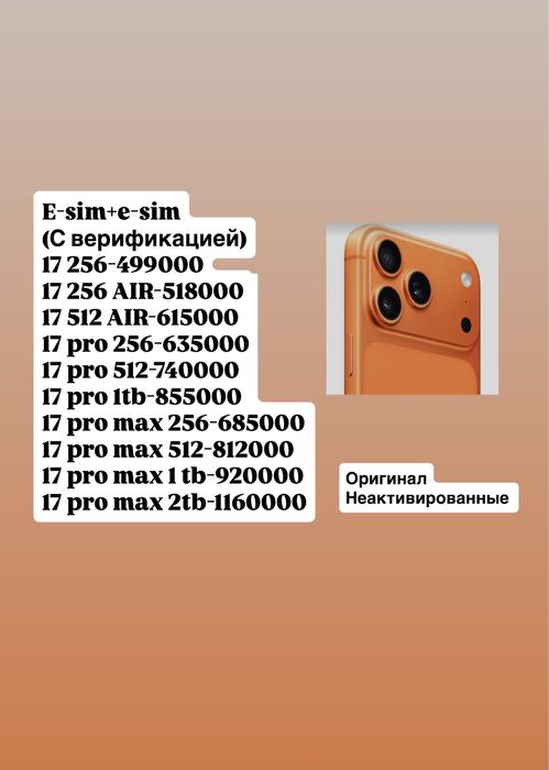 Iphone 17 pro max 256 оригинал с гарнтией, верифицирован