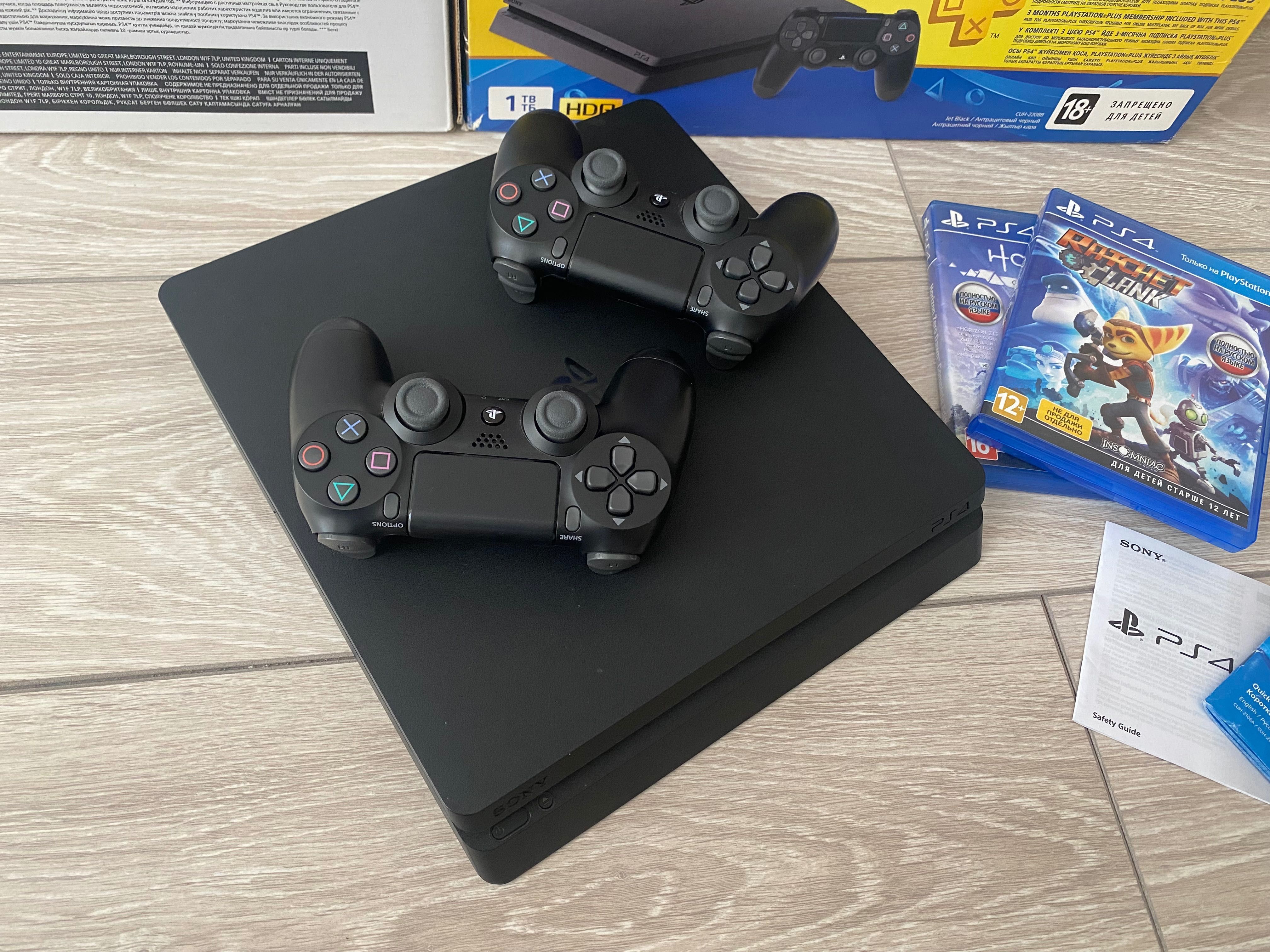 Sony Ps 4 SLIM + 2 джойстика Игры ! Playstation Слим .