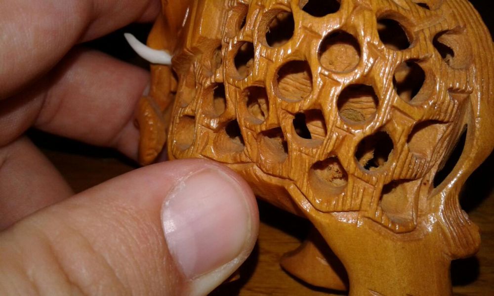 Sculptura indiana elefant in elefant din lemn