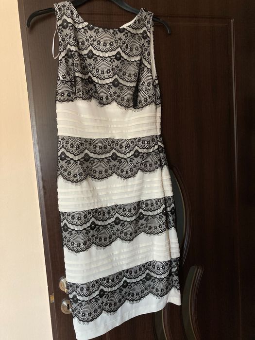 Rochie de dama eleganta alb cu negru
