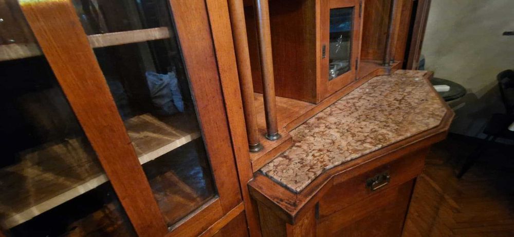 Bufet comoda antic vechi 1940 masa marmura extensibila palisandru