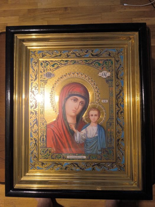 Icoana inramata si vitrata 48 x 58 Fecioara Maria si Pruncul