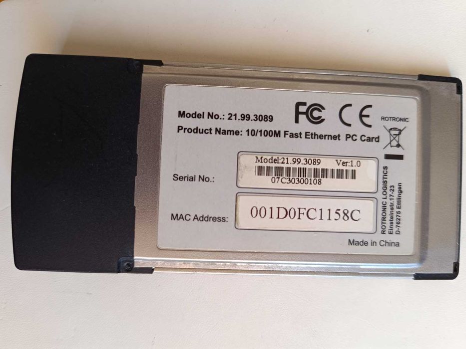 Fast Ethernet Cardbus LAN RJ45 адаптер