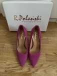 Pantofi roz cu toc, piele naturala