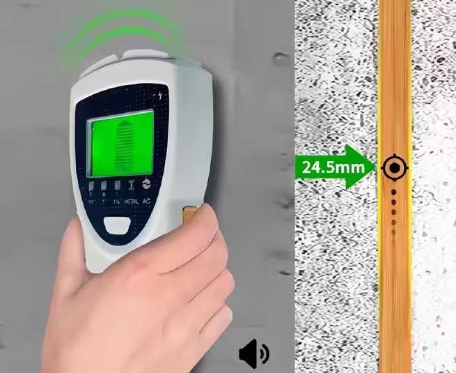 Детектор 5 в 1 за ел. кабели, метали, дърво, гипсови профили, арматура